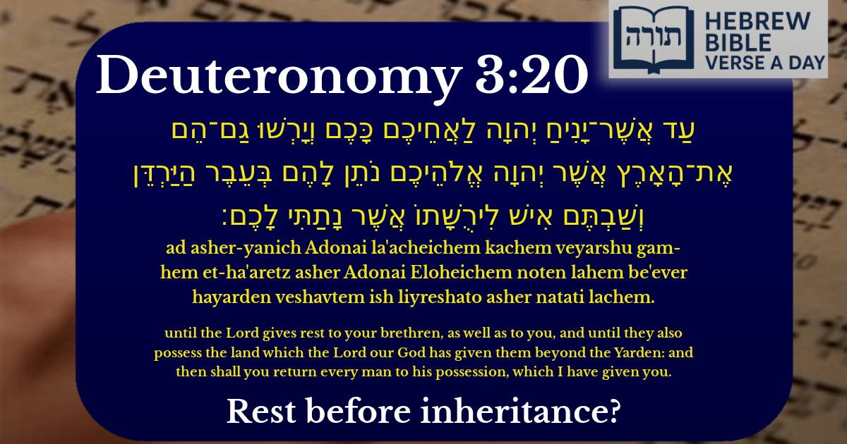 Deuteronomy 3:20 - דברים 3:20