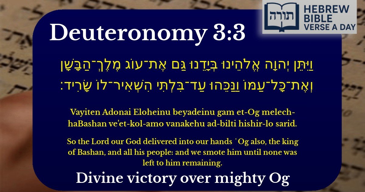 Deuteronomy 3:3 - דברים 3:3
