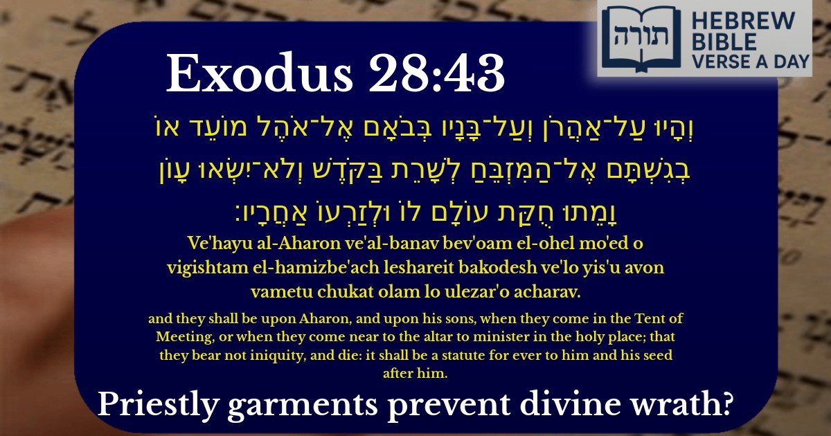 Exodus 28:43 - שמות 28:43