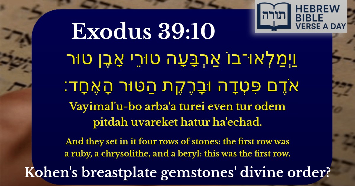 Exodus 39:10 - שמות 39:10