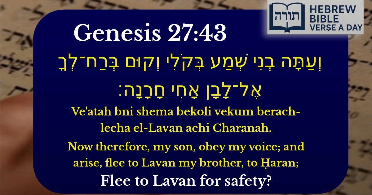 Genesis 27:43 - בראשית 27:43