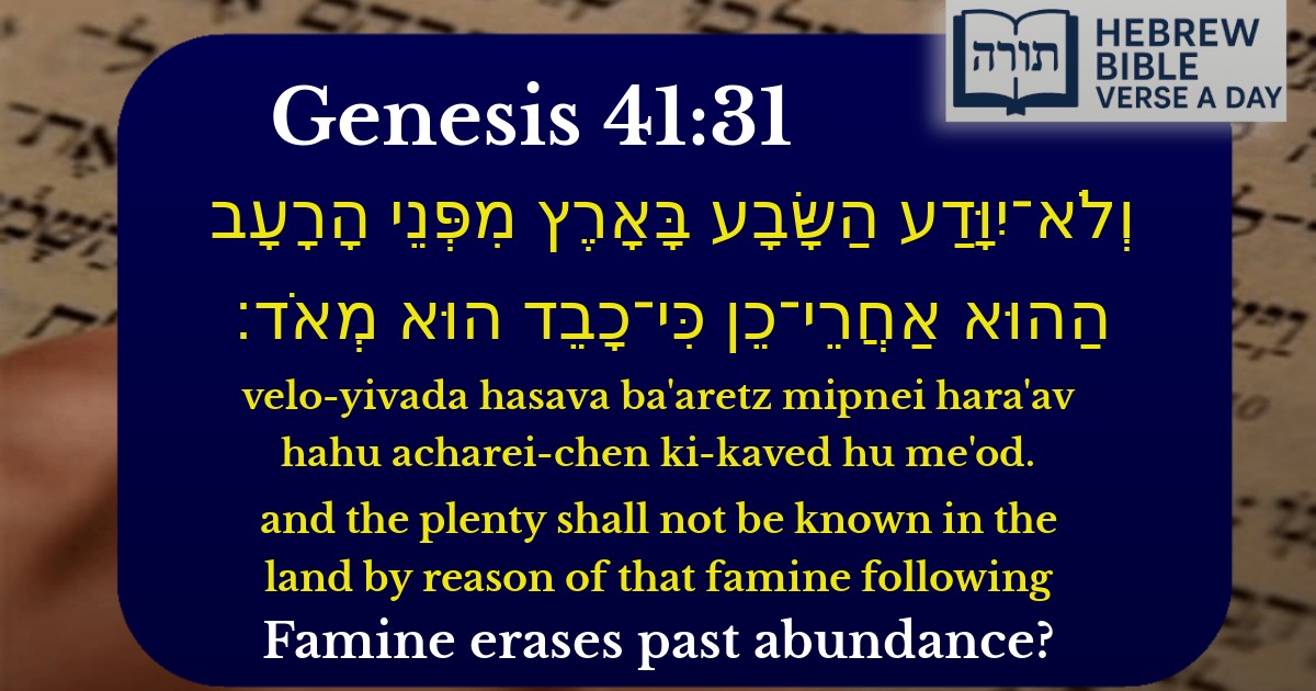 Genesis 41:31 - בראשית 41:31