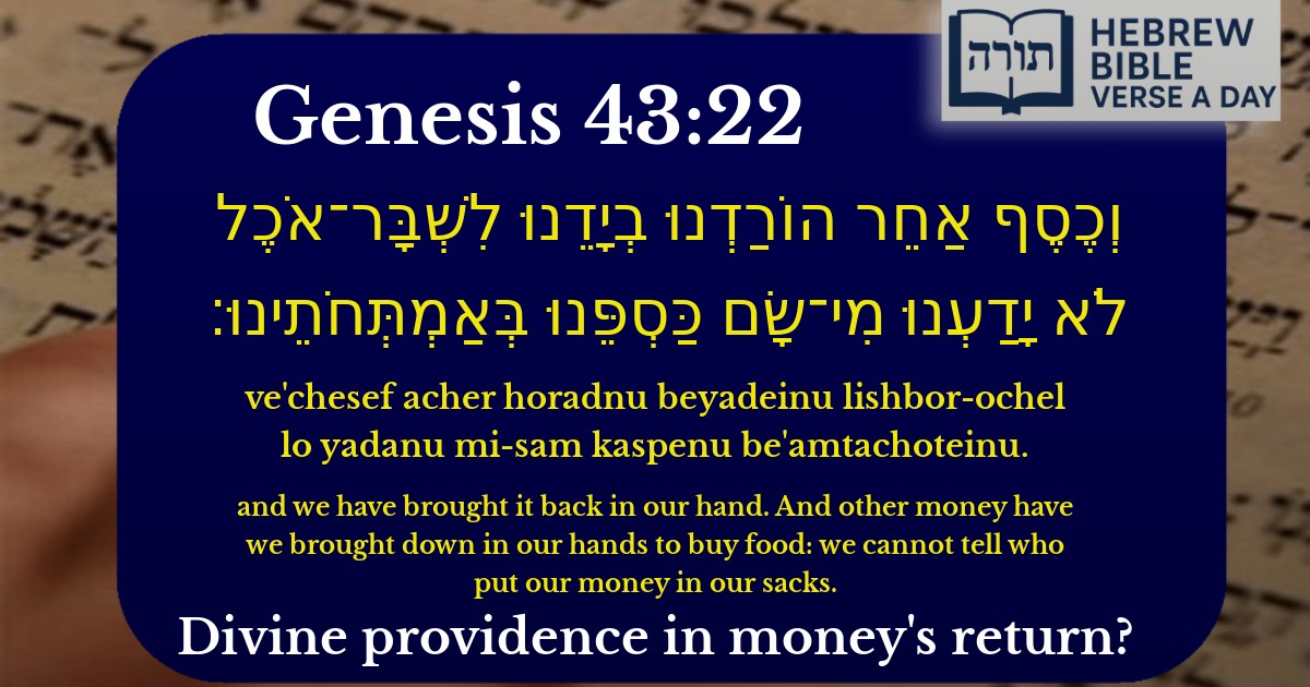 Genesis 43:22 - בראשית 43:22