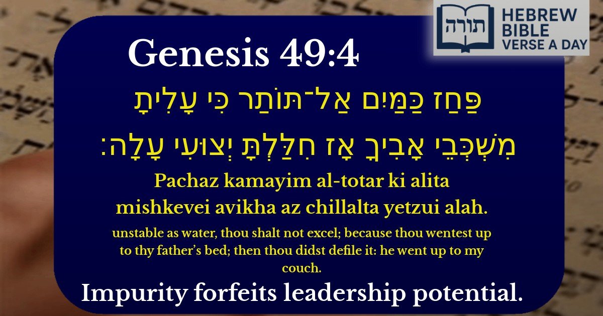 Genesis 49:4 - בראשית 49:4