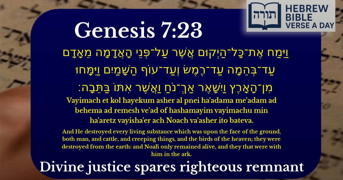 Genesis 7:23 - בראשית 7:23