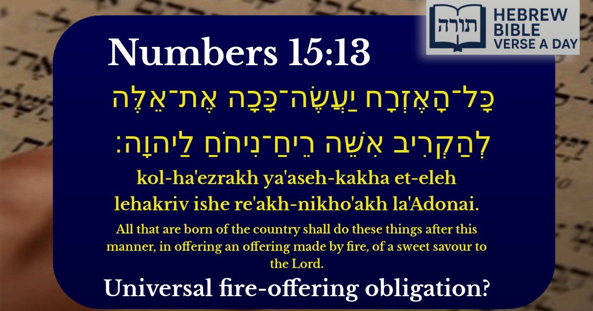 Numbers 15:13 - במדבר 15:13
