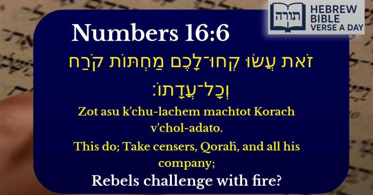 Numbers 16:6 - במדבר 16:6
