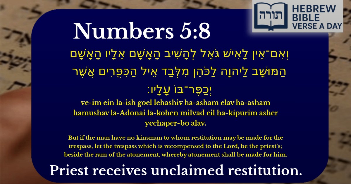 Numbers 5:8 - במדבר 5:8